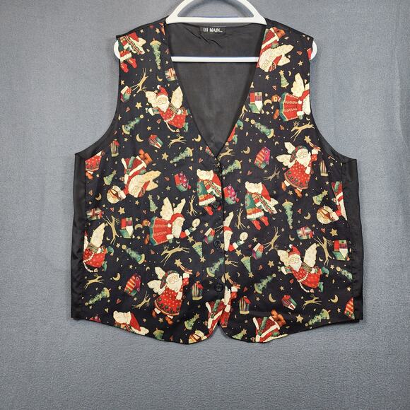 111 Main Womens Vest XXL 2XL Christmas Tree Santa Holiday Reindeer Office Vtg - Picture 11 of 12
